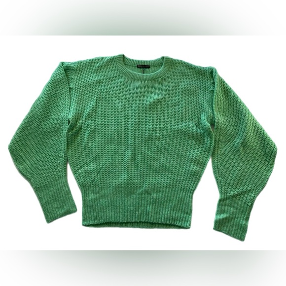 Zara Other - Zara Purl Knit balloon sleeve sweater Green